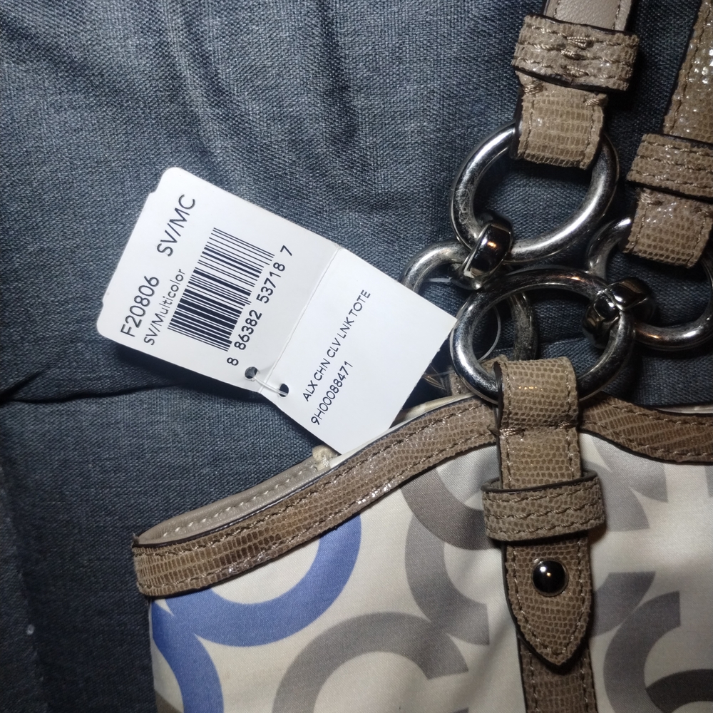 Coach Signature Tote Bag - Cream, Brown, and Blue - Picture 2 of 6